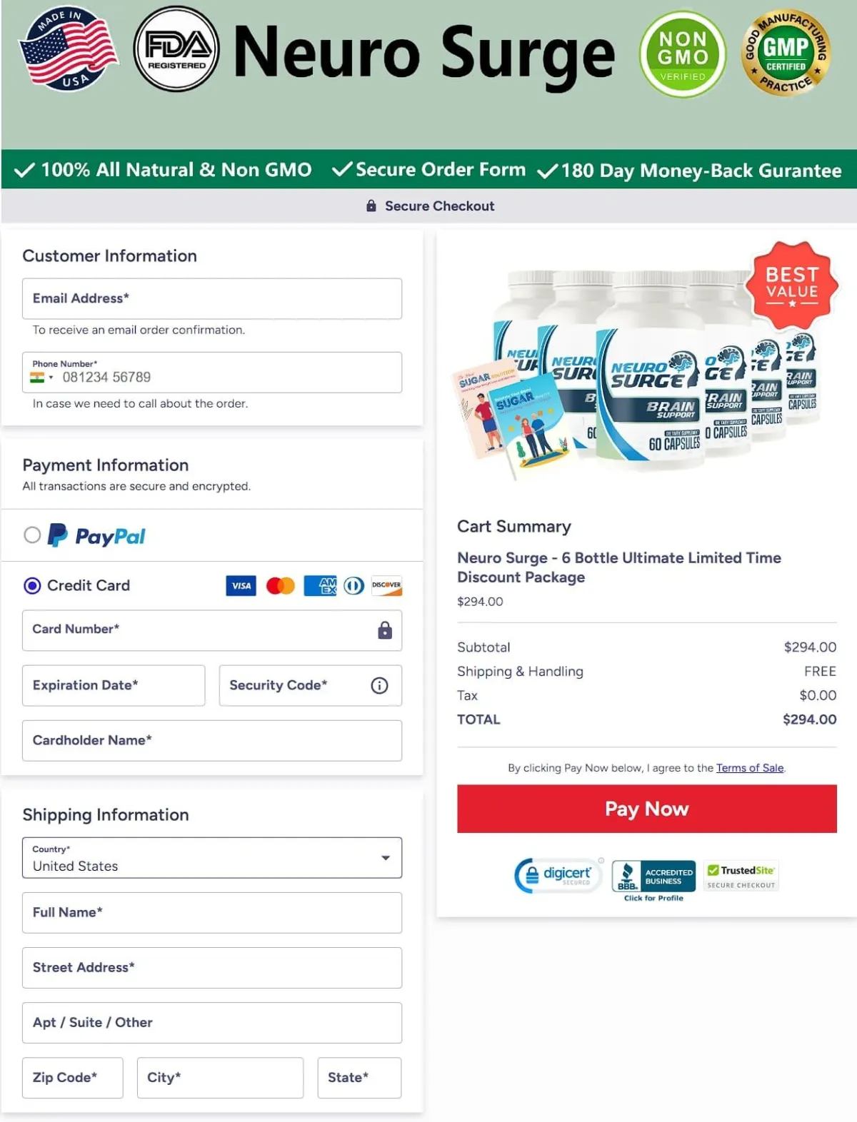 neuro-surge-website-chackout